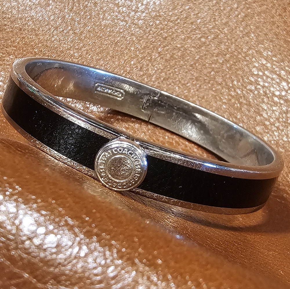 Coach Black and Silver Bangle Bracelet